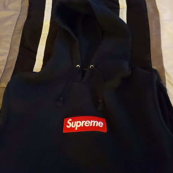 Supreme Navy Blue Box Logo Hoodie